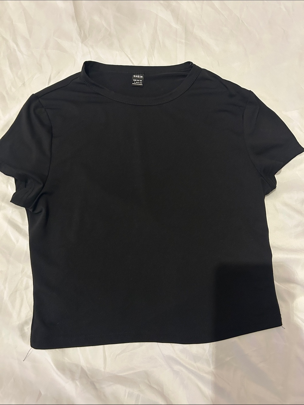 SHEIN Black Short Sleeve Crewneck Tee Top